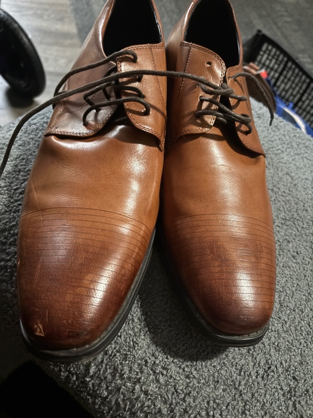 Kenneth Cole Tan Brown Leather Lace-Up Derbys
